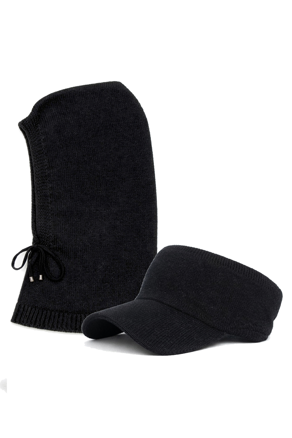 CAGOUL + CASQUETTE MAGLIA, 35 %ANGORA 65 %VI, MADE IN PRC             - BLACK
